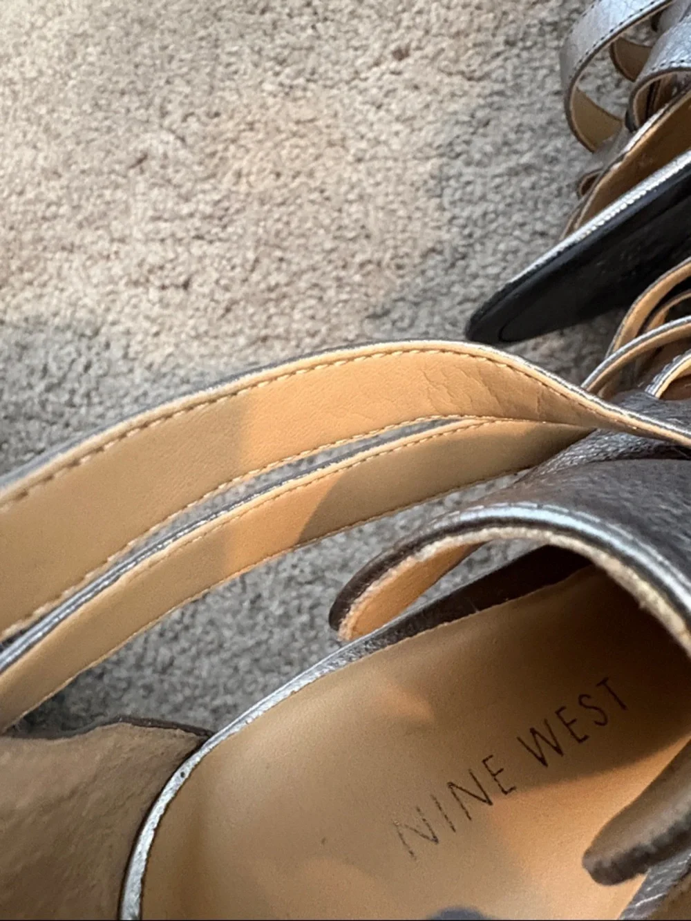 Nine West Metallic Strappy Wedge Sandals - Silver leather. Sz 7. Worn 1x. - Picture 7 of 8
